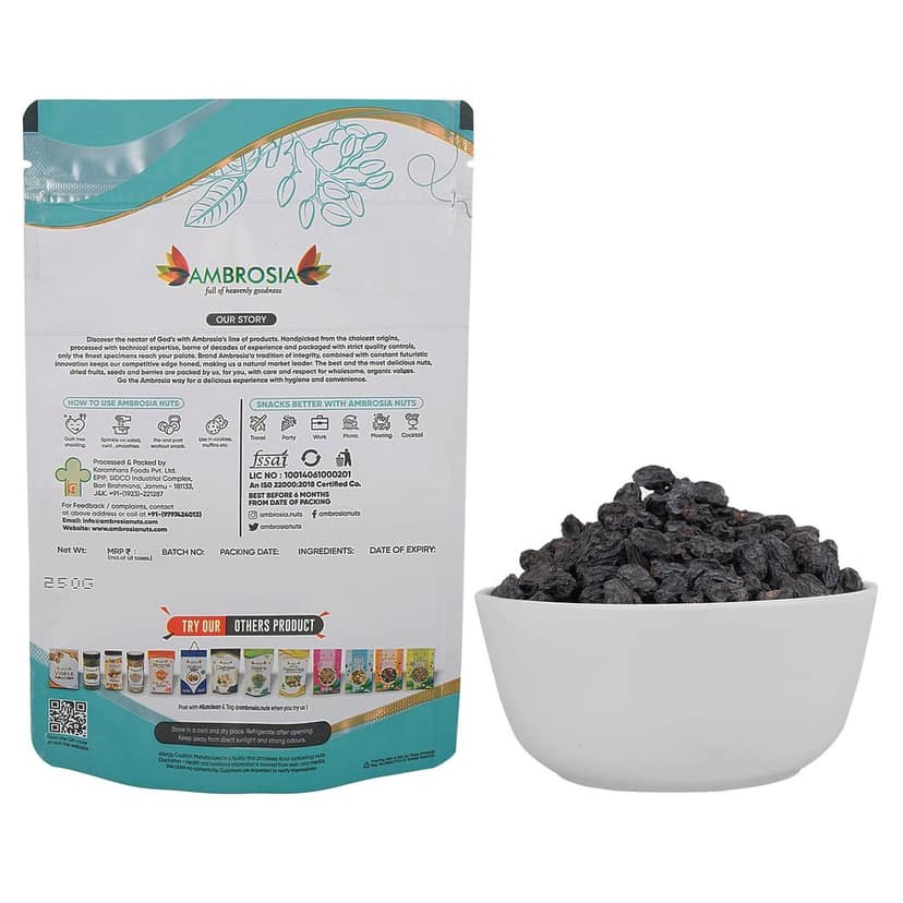 Ambrosia Black Raisins_With Seed_250g view 2
