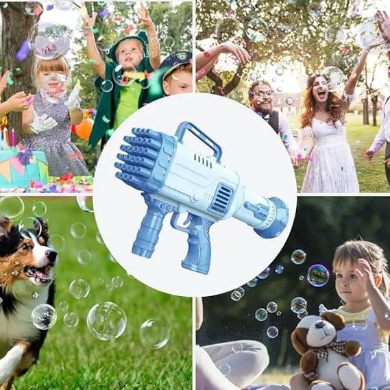VGRASSP 32 Holes Bubble Maker Gatling Bubble Gun Machine Toy for Kids with Bubble Solution Indoor and Outdoor view 2