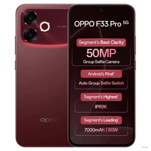OPPO f33 pro 5G (Passion Red, 8GB RAM, 128GB Storage)