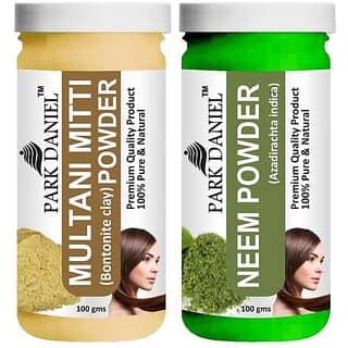PARK DANIEL Pure & Natural Multani Mitti Powder & Neem Powder Combo Pack of 2 Bottles of 100 gm (200 gm ) (200 ml) view 2