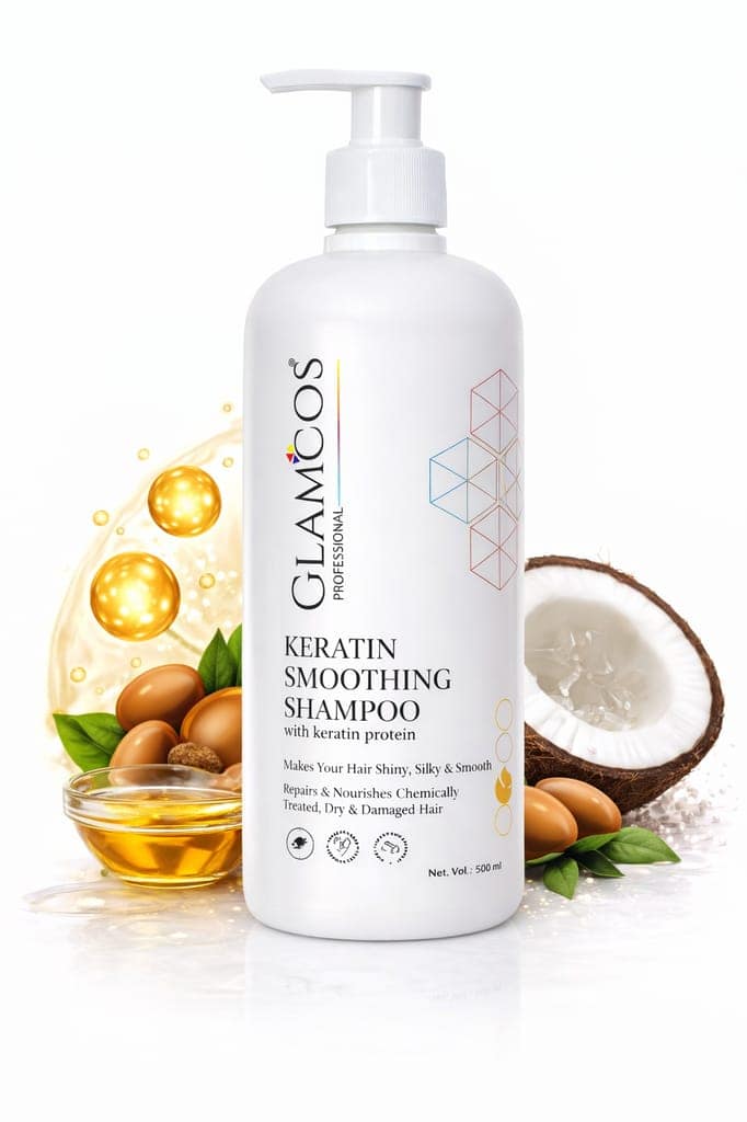 Glamcos Professional Keratin Smoothing Shampoo with Keratin Protein | Salon-Size Repair Shampoo for Dry, Damaged & Chemically Treated Hair | Smooth, Strong & Shiny Hair – 500 ml view 2