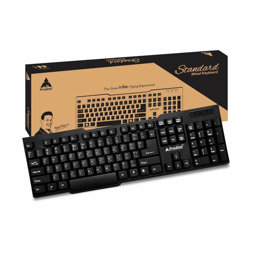ProDot KB-Choice QWERTY �Made in India� Keyboard with 104 Low Profile Keys, Spill Resistant Design for Windows, Mac, PC, Laptop