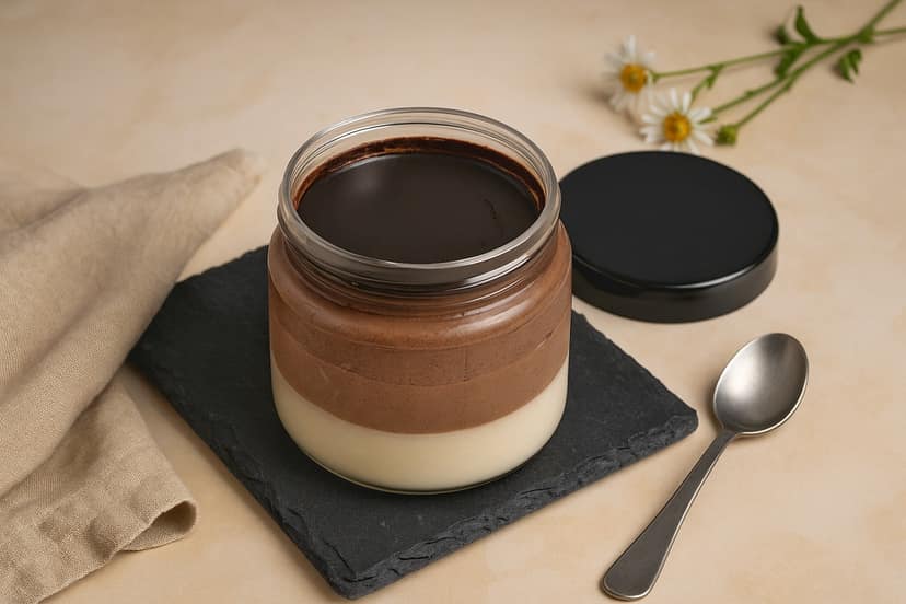 Trio of chocolate mousse jar