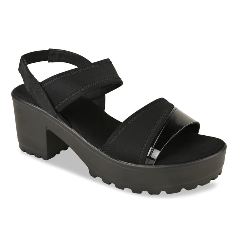 Black Women High Lycra Platform Sandals view 2