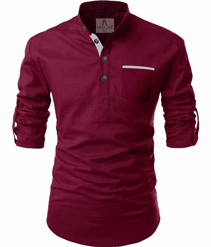 Apektra Grey Cotton Men's Shirt Style Kurta ( Pack of 1 )