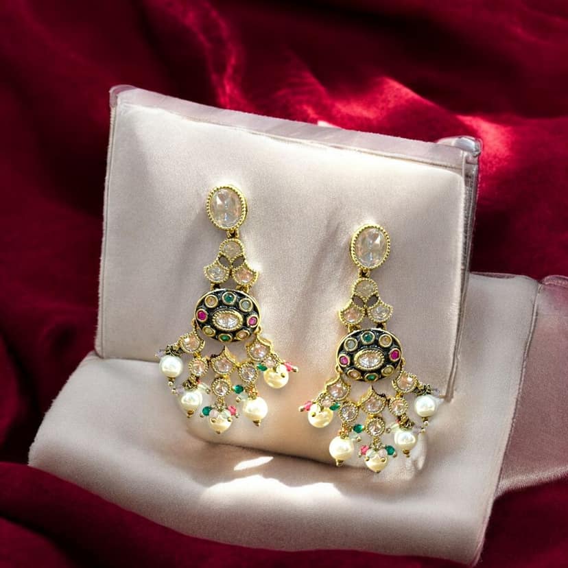 Kundan Choker Necklace Set With Pearls By Dia Art Jewels view 2