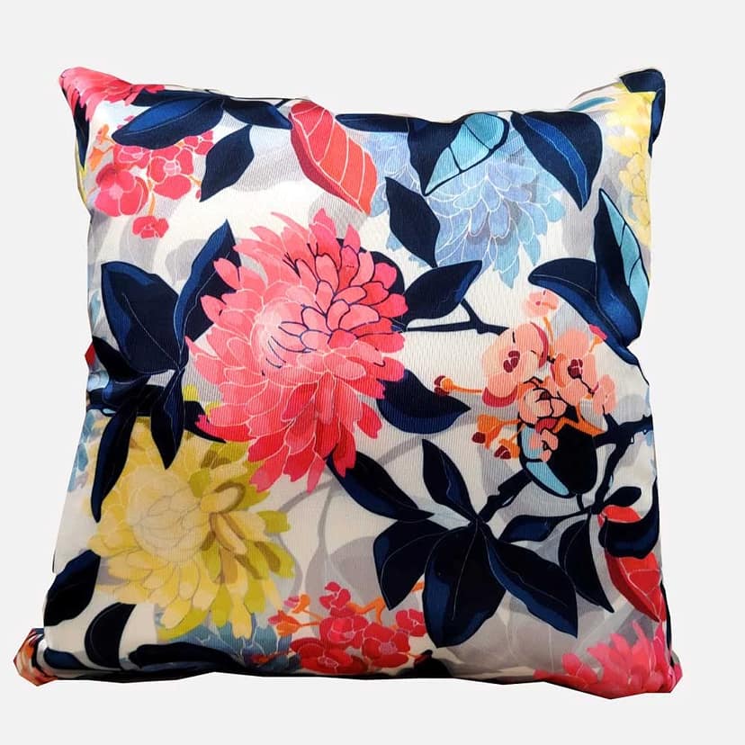 GOODVIBES Blue Printed Cushion Covers Floral Zipper Square (16x16 inch or 40 x 40 cm) Set of 5 view 2