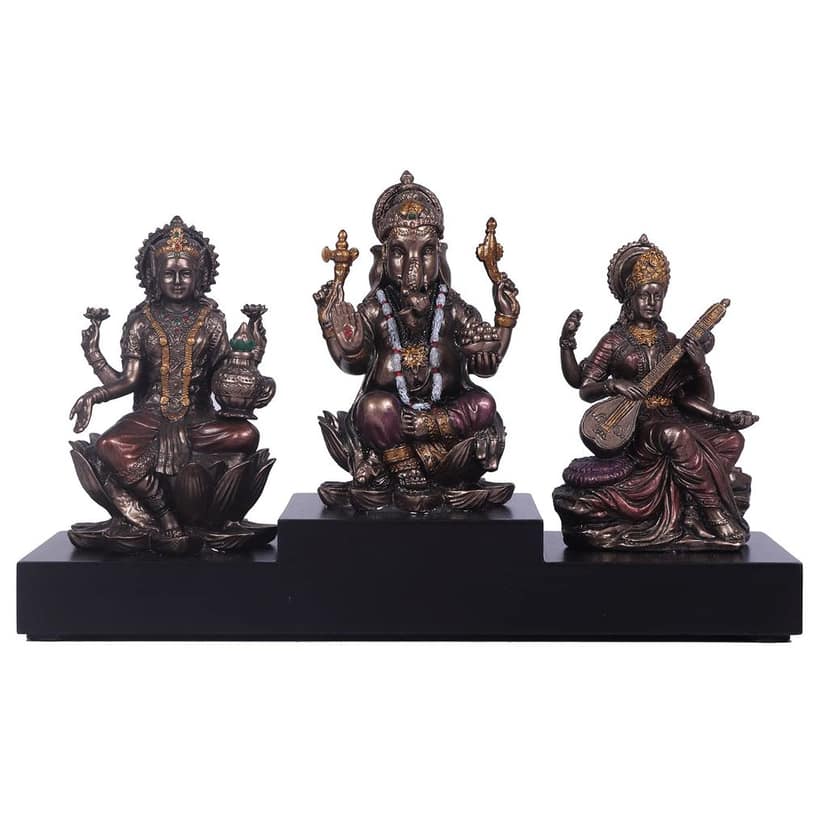 Craftlayout Lakshmi Ganpati Statue with Bronze Finish 4.5 Inch view 2