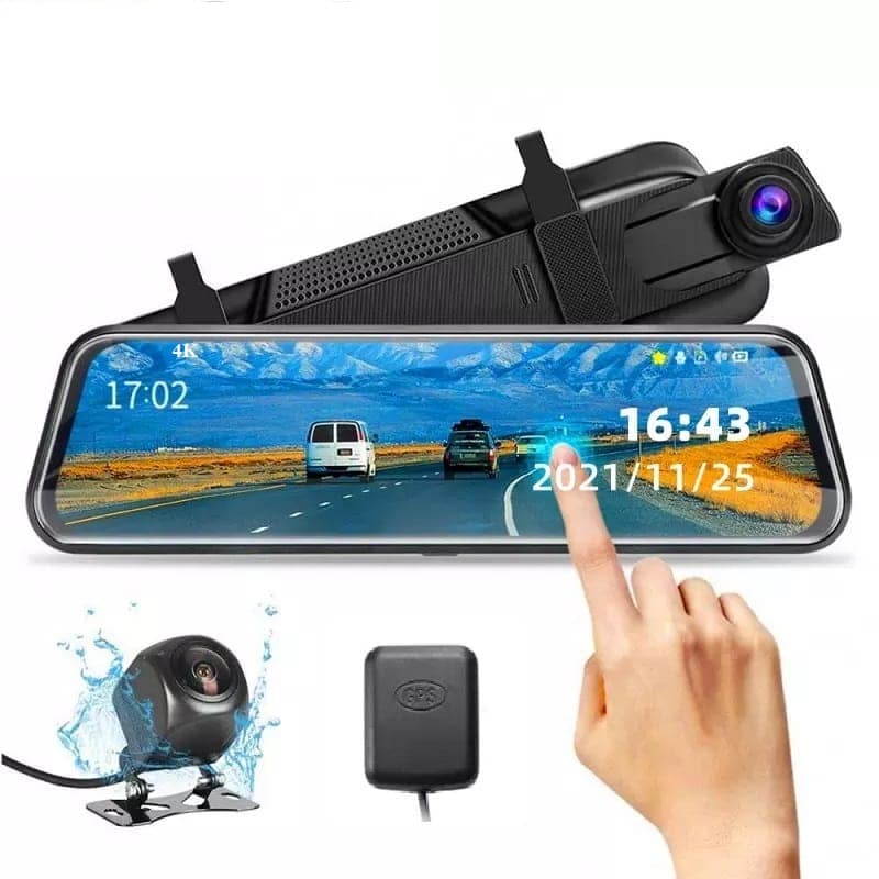 AUSHA 4K UHD Mirror Dash Cam | 10″ Touch Screen, Sony STARVIS Night Vision, GPS & Parking Monitor view 2