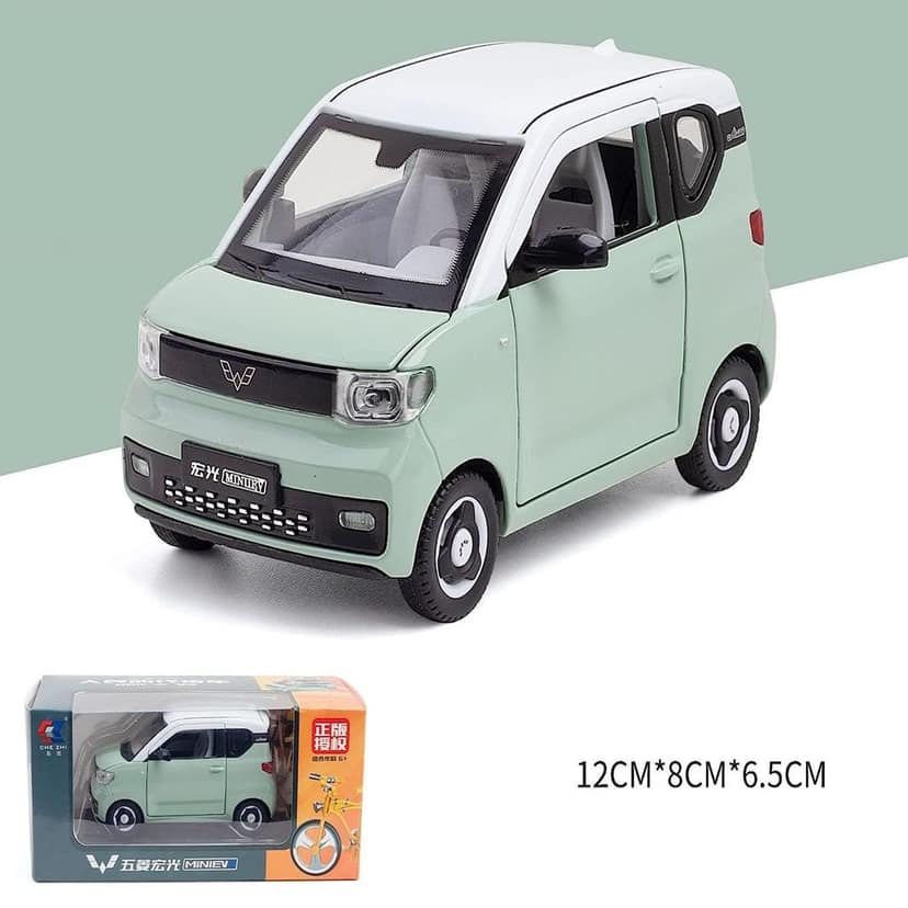 KTRS ENTERPRISE 1:24 for W-LHG Mini EV with Bicycle Alloy Diecast Model Vehicle Sound Light Gift Collection Lovely 1:16 Scale 4WD Simulation LED Truck Decoration view 2