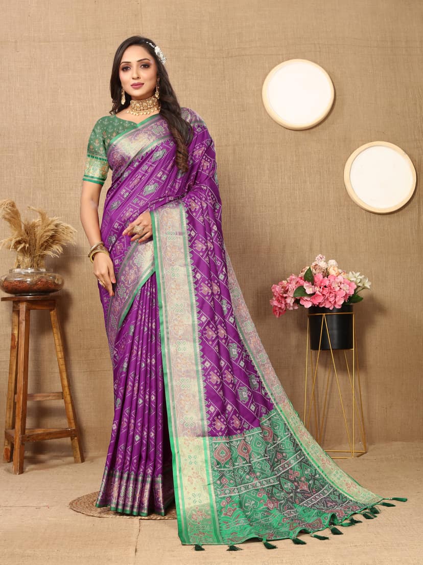 Soft Patola silk saree with Meenakari zari weaw... view 2