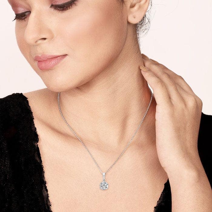 Silver Solitaire Dream 8 mm Pendant with Chain view 2