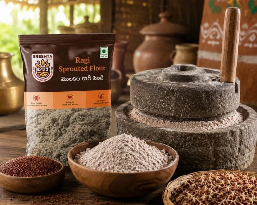 Sreshta Farms Ragi Sprouted Flour - 500gm view 2