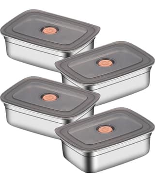 RAVISTRA Fridge Storage box Steel Silver Food Container ( Set of 3 )