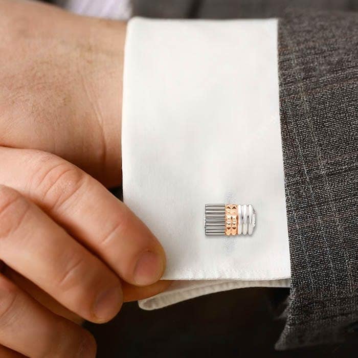18k Rose Gold Plated Silver Parallel Limited Edition Cufflinks view 2