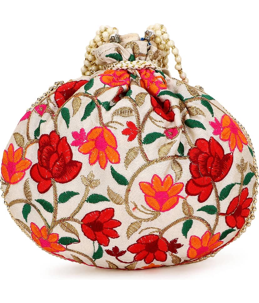 Anekaant - Cream Silk Potli view 2