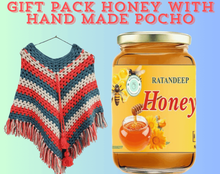 500 gm Natural Honey with Hand Made Pocho Gift Pack