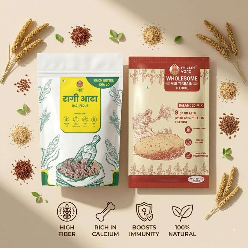 The Nutrient Pair – Wholesome Multigrain Atta(1kg) & Ragi Atta(1kg) view 2