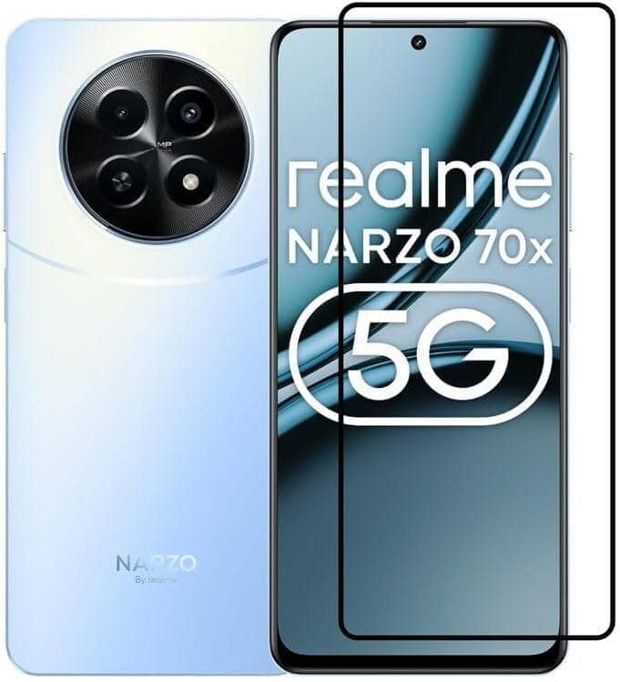 PLUGTECH Advanced Tempered Glass With Anti-Explosion 9H Hardness Edge-To-Edge Coverage Screen Guard for Realme NARZO70X