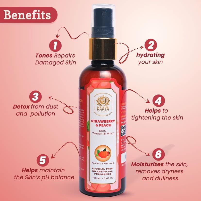Kaaya Natural Strawberry & Peach Toner & Mist view 2