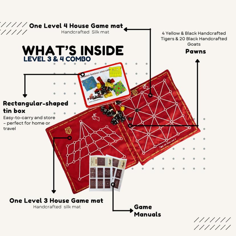 Aadu Huli (3 & 4) - Traditional Board Game (pack of 2) view 2