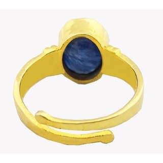 Rs Jewellers 18K GOLD PLATED ADJUSTABLE PANCHDHATU RING STUDDED WITH NATURAL AND CERTIFIED 5.25-6.15 BLUE SAPPHIRE / NEE view 2