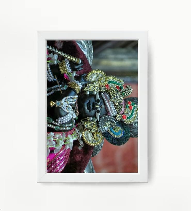 NOKKES Radha Raman Ji Vrindavan Radha Raman Thakur Ji White Photo Frames Religious Photo frame 5X7 Inch Photo Frame_QWW59