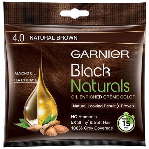 Garnier Black Naturals Shade 4 Natural Brown, 20 ml + 20 gm