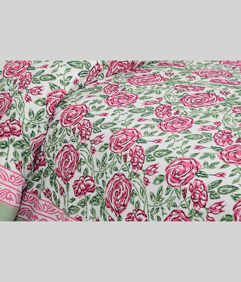 CLOTHORO Cotton 1 Double King Bedsheet with 2 Pillow Covers ( Multicolor ) view 2