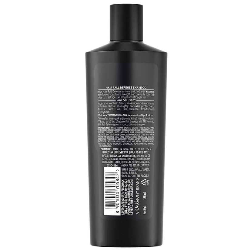 Tresemme Hair Fall Defense Pro Collection Shampoo - With Keratin Protein, Upto 97% Less Hair Breakage After 1 Wash, 185 Ml view 2