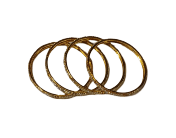 Gold Plated White Stone Studded Bangle Set of 4 view 2
