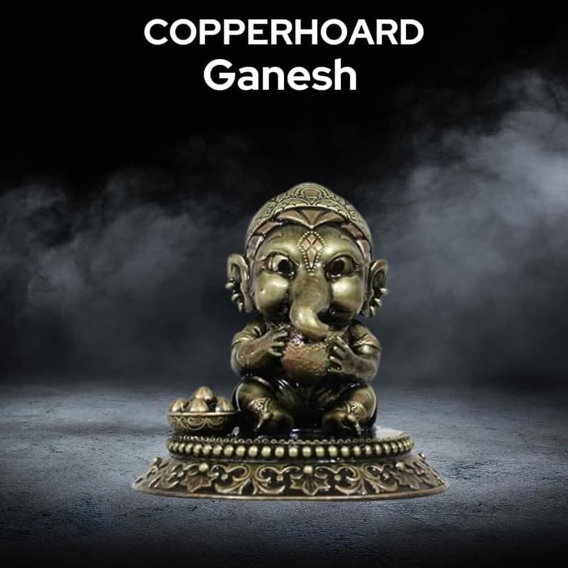 COPPERHOARD Laddu Ganesh Blessing Ganesha with Stand for Home Temple view 2