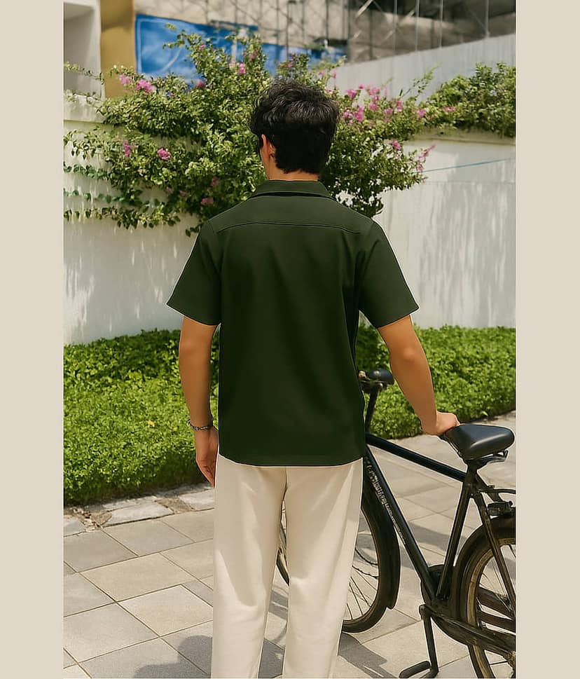 FTX Polyester Regular Fit Embroidered Half Sleeves Men's Casual Shirt - Olive ( Pack of 1 ) view 2