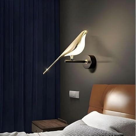 SPARKWORLD Bird-Inspired Golden Metal LED Wall Light | Decorative Wall Lamp for Bedroom, Living Room & Office | Size: 21W | Colour: Bird Wall Lamp