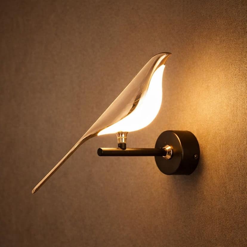 SPARKWORLD Bird-Inspired Golden Metal LED Wall Light | Decorative Wall Lamp for Bedroom, Living Room & Office | Size: 21W | Colour: Bird Wall Lamp view 2