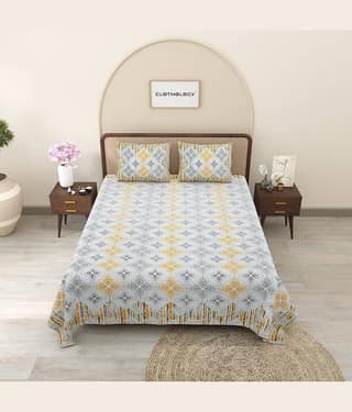 CLOTHORO Cotton 1 Double King Bedsheet with 2 Pillow Covers ( Black )