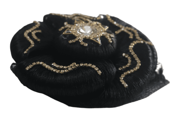 Elegant Black Rhinestone Embellished Hair Bun Cover view 2