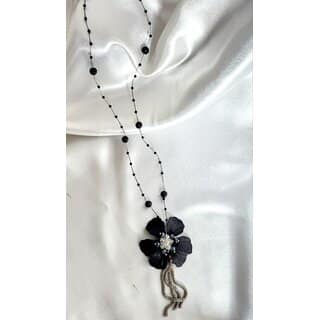 Stylish Long Black Beads Necklace for Girls Womens
