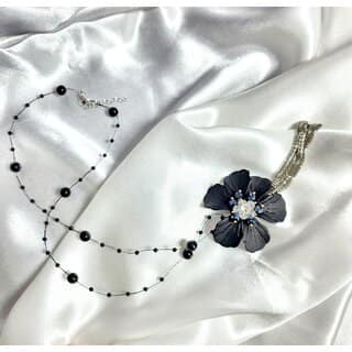 Stylish Long Black Beads Necklace for Girls Womens view 2