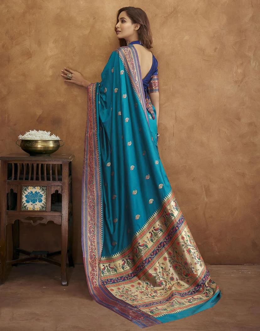 Soft Paithani silk saree with Meenakari weaw... view 2