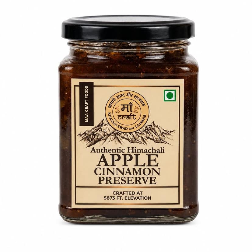 Maa Craft Apple Cinnamon Preserve | Himachali Apple Jam with Cinnamon | Handmade Fruit Preserve | Himalayan Crafted | Sweet & Spiced Spread | No Artificial Flavours | 300g