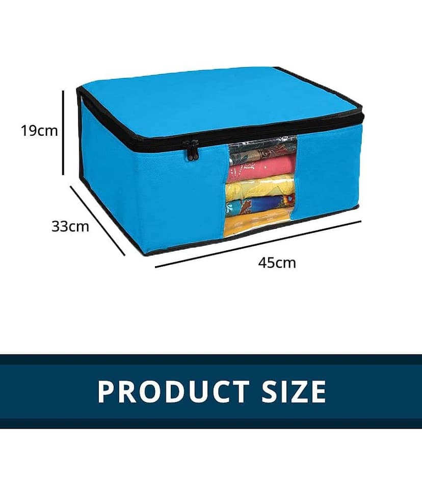 Saree Cover / Cloth Storage & Organizer with Transparent Window,Black (9U) view 2