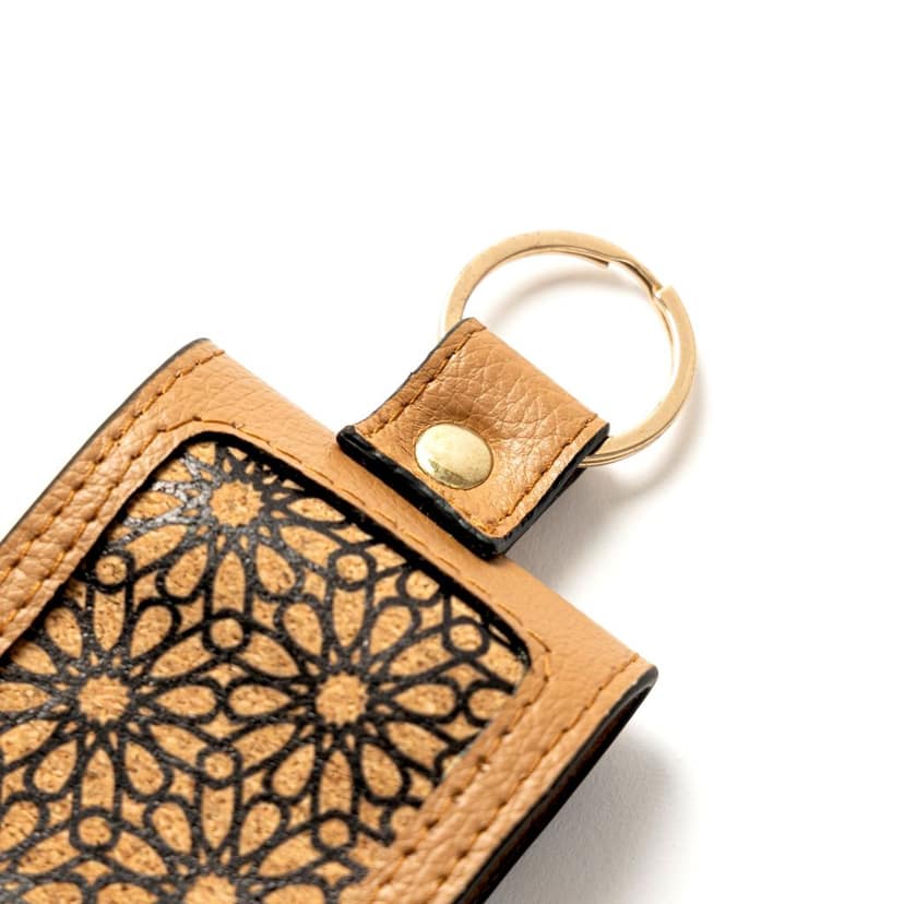 Handcrafted Vegan Leather Key Chain - Caramel view 2