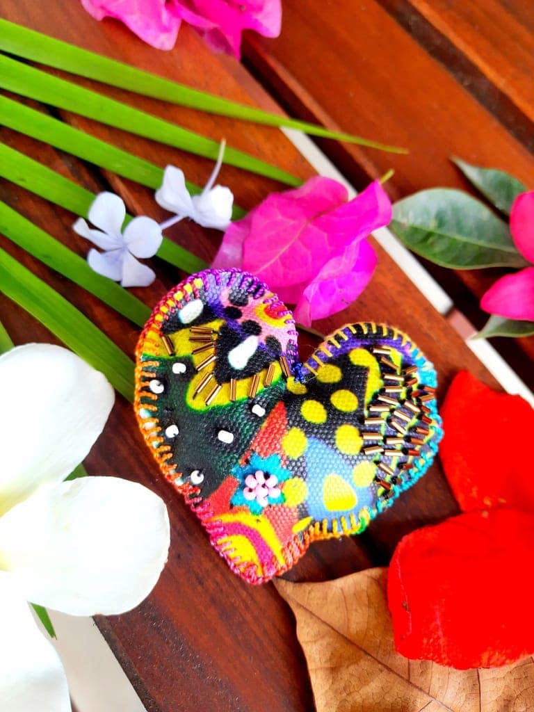Rainbow mania heart brooch view 2