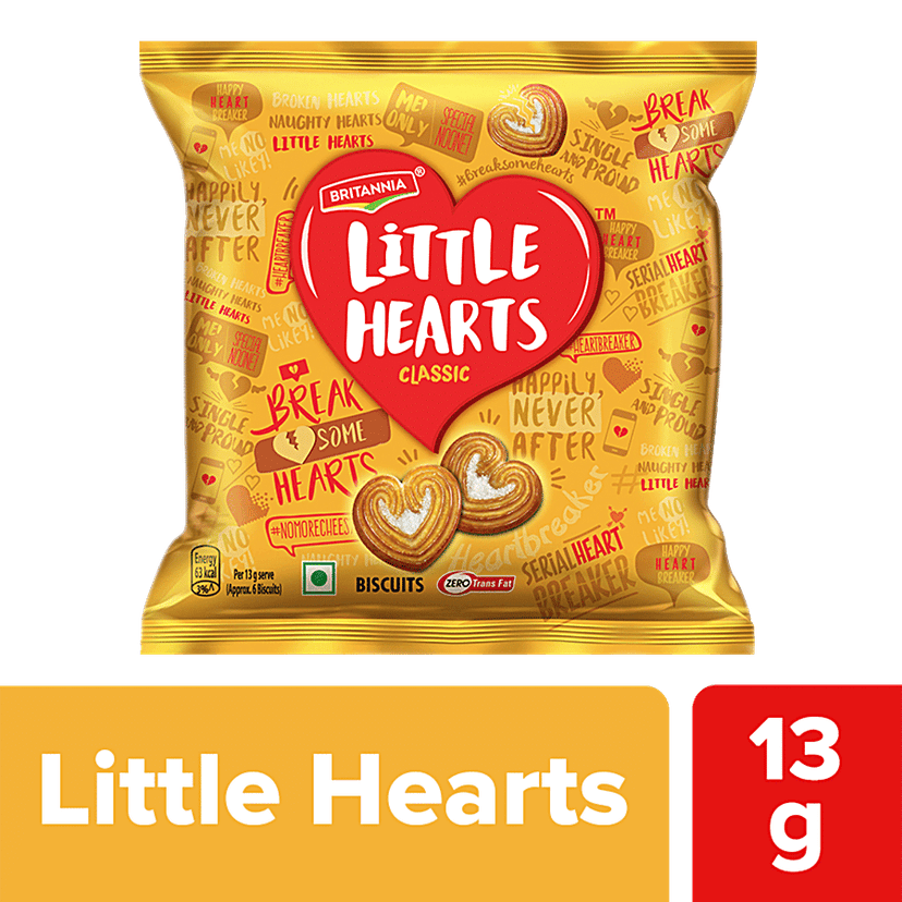 Britannia Little Hearts - Classic, Heart-Shaped, Sugar Sprinkled Biscuit, 13 g