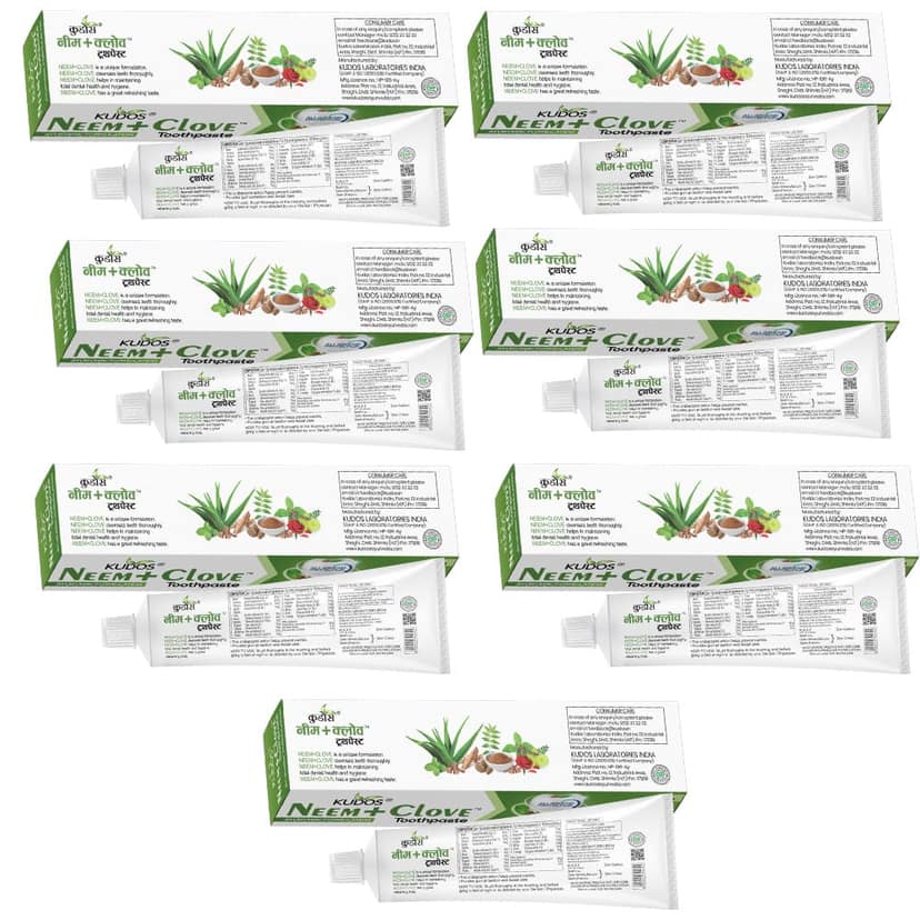 Kudos Ayurveda Neem + Clove Toothpaste | Multi-Benefit Toothpaste | 100gm | Pack of 7 view 2