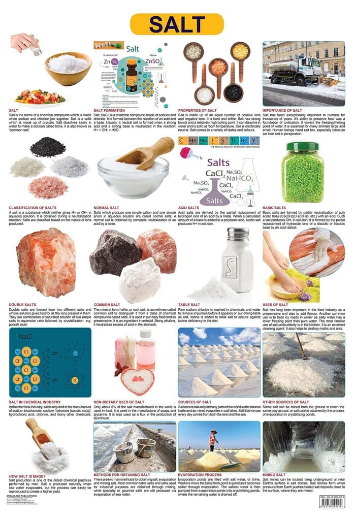 Salts Wall Chart (Science Chart) - Both Side Hard Laminated (Size 48 x 73 cm) [Poster] Dreamland Publications