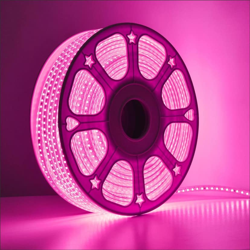 SPARKWORLD Pink LED Neon Flex Strip IP65 Waterproof, AC85265 V Mains-Powered, Cuttable | Size: 15 M