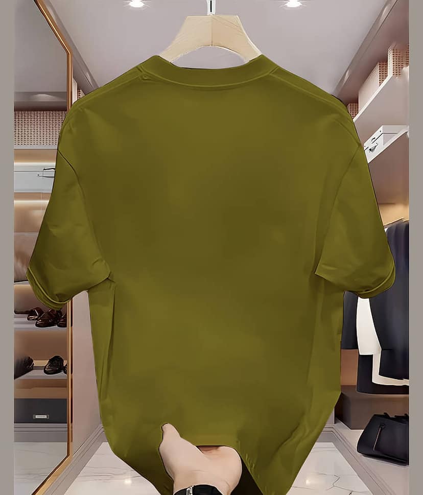 AOOSH Men Cotton Blend Oversized Fit Printed T-Shirt ( Mustard ) view 2
