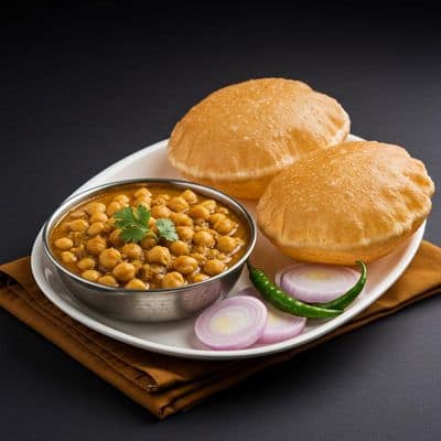 Wheat Poori Combo with Chana Masala